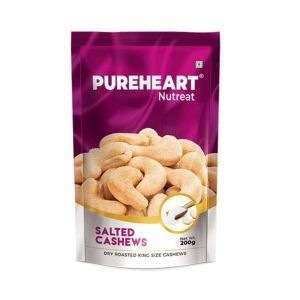 Pureheart nutreat salted cashews 200g pouch