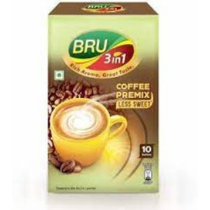 Bru 3 in 1 coffee premix less sweet 140 g