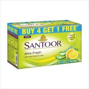 Santoor aloe fresh with aloe vera & lime 4*125+125gm