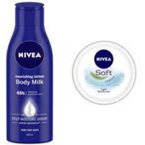 Nivea nour body skin milk 200 ml+soft moi 25ml